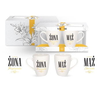 Zestaw 2 kubków You&Me - Żona przystojniaka/Mąż ślicznotki